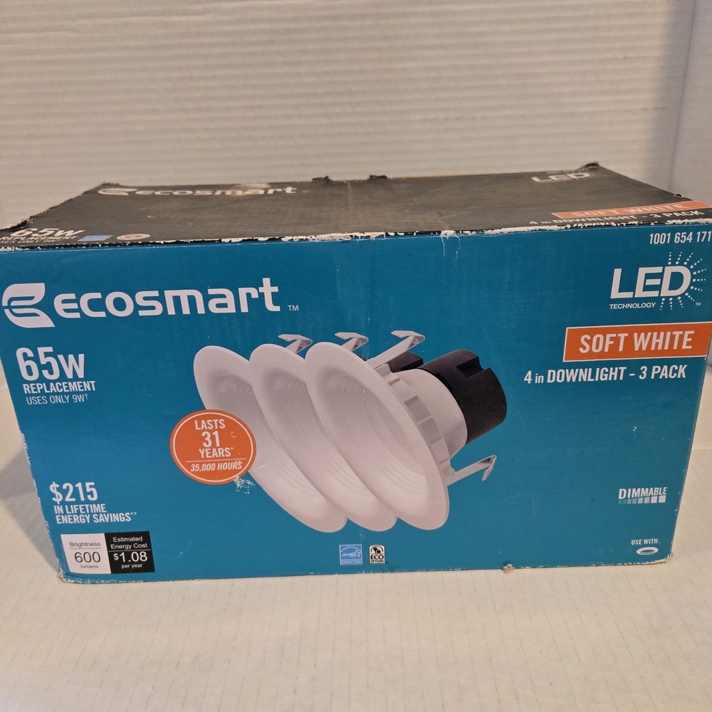 Eco smart led‎ light Fixtures 65W Soft white 3 Pack 4in Downlight Dimmable